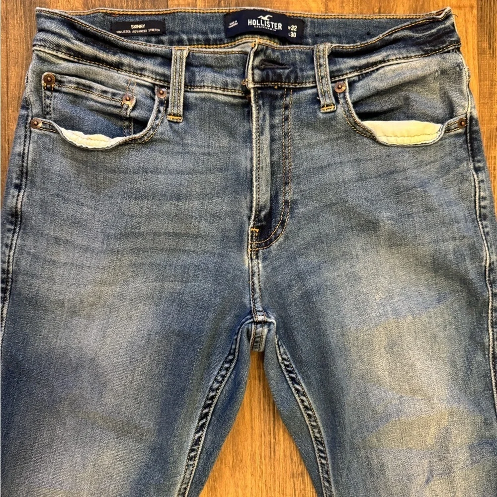 Hollister Mens Skinny Denim Jeans Classic 5 Pocket Blue Wash Casual Pants